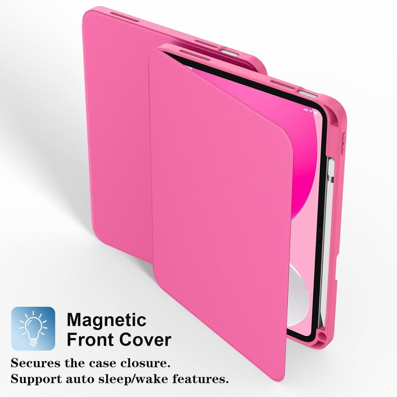 Supveco Case for iPad (A16) 11th Generation 11 inch (2025),iPad 10th Generation 10.9 inch (2022) with Pencil Holder-[Auto Wake/Sleep],Premium Folio Stand Case with Soft TPU Back Cover-Pure Hot Pink - Image 4